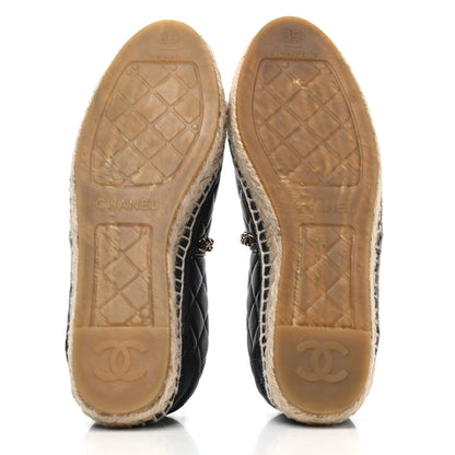 Chanel Lambskin Grosgrain Quilted CC Chain Espadrilles 35 Black 4 of 4