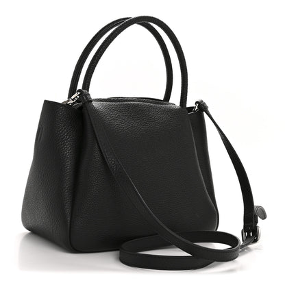 Prada Vitello Daino Soft Small Zippered Top Handle Bag Black 3 of 13