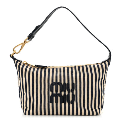 Miu Miu Jacqaurd Striped Pouch Beige Baltic Blue 1 of 10