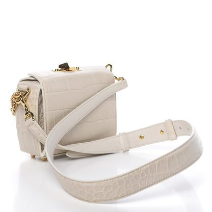 Alexander McQueen Calfskin Crocodile Embossed Box Shoulder Bag 16 Cream 3 of 9