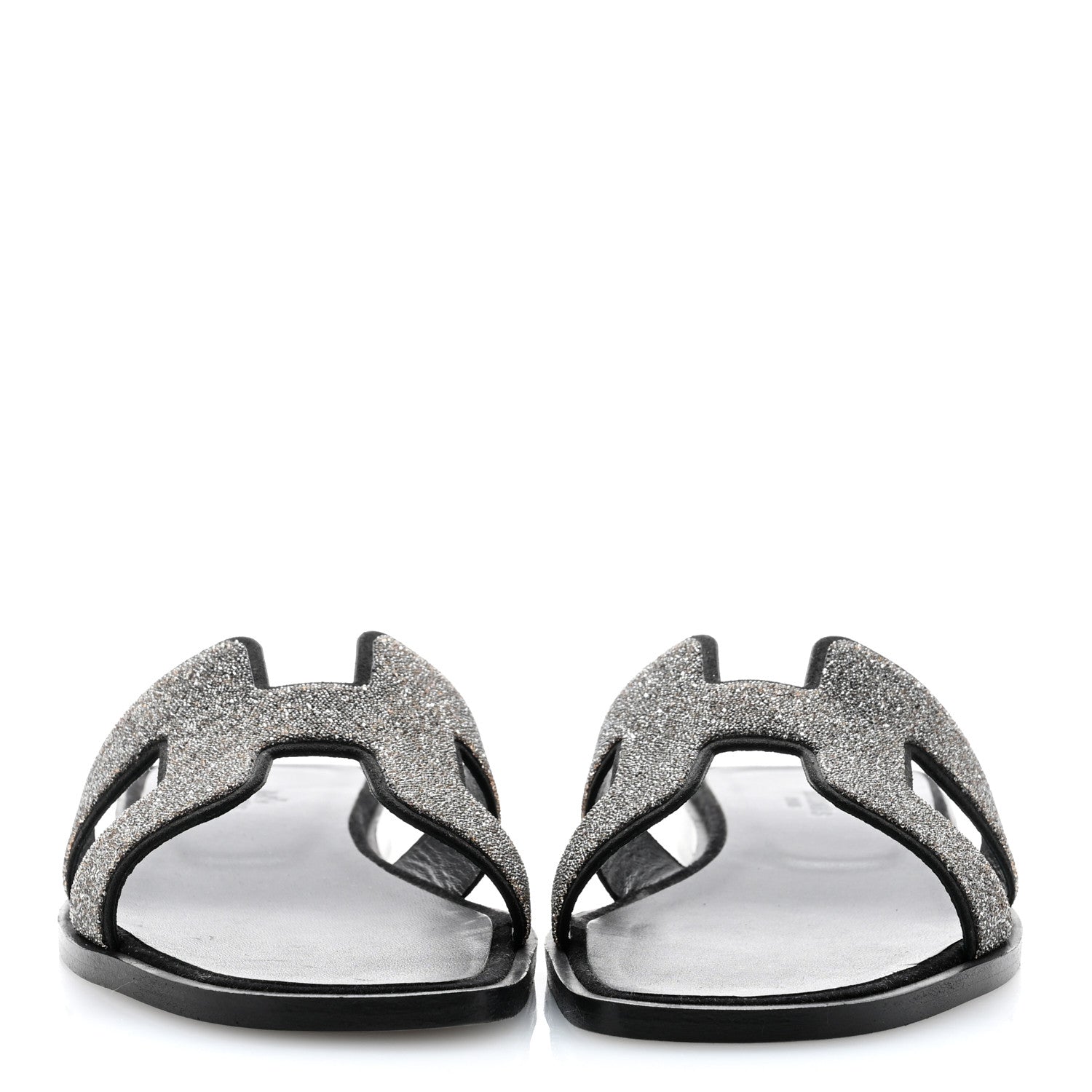 Hermes Velvet Goatskin Crystal Beads Oran Sandals 37 Gris Argente 2 of 8