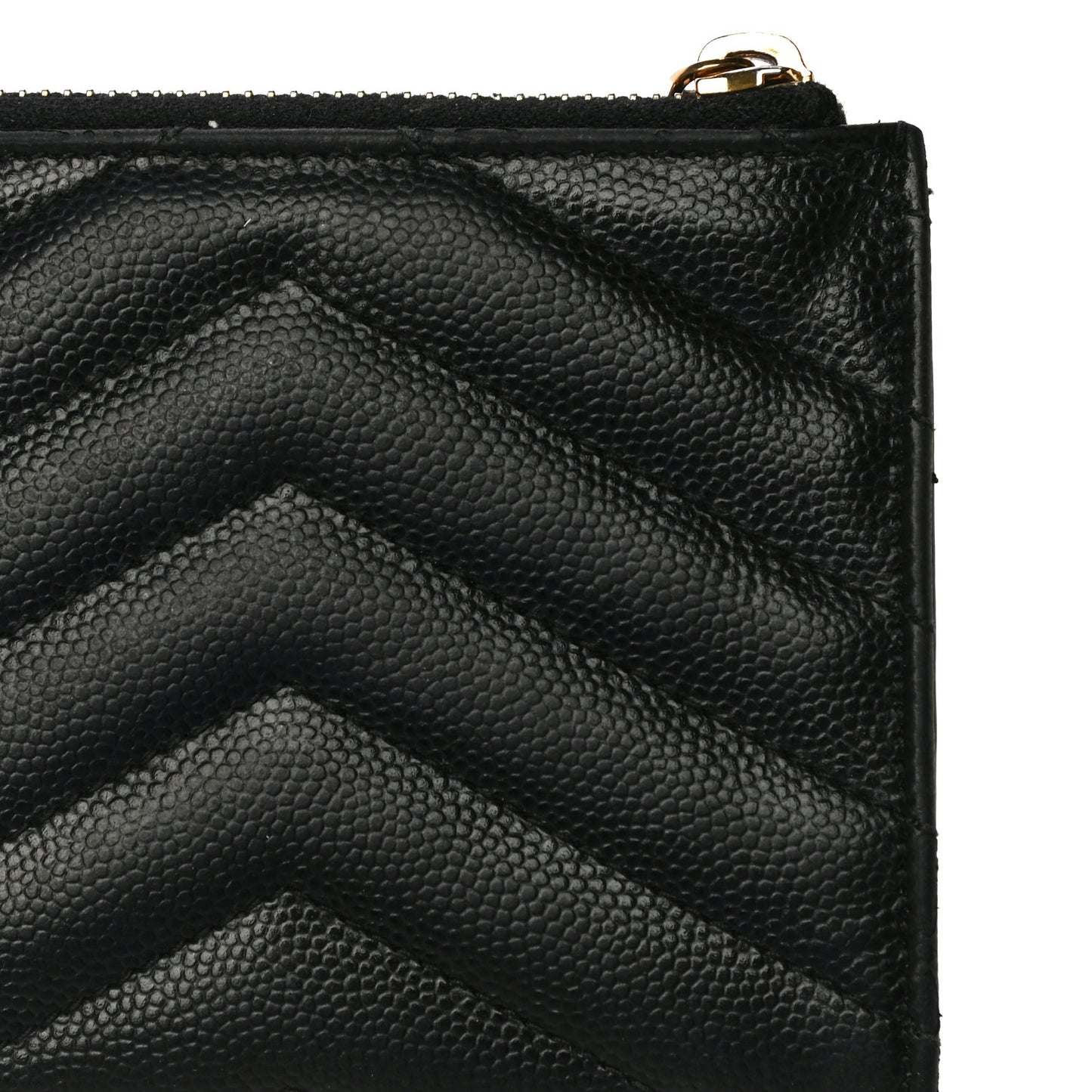 Grain De Poudre Matelasse Chevron Monogram Zipped Card Case Black