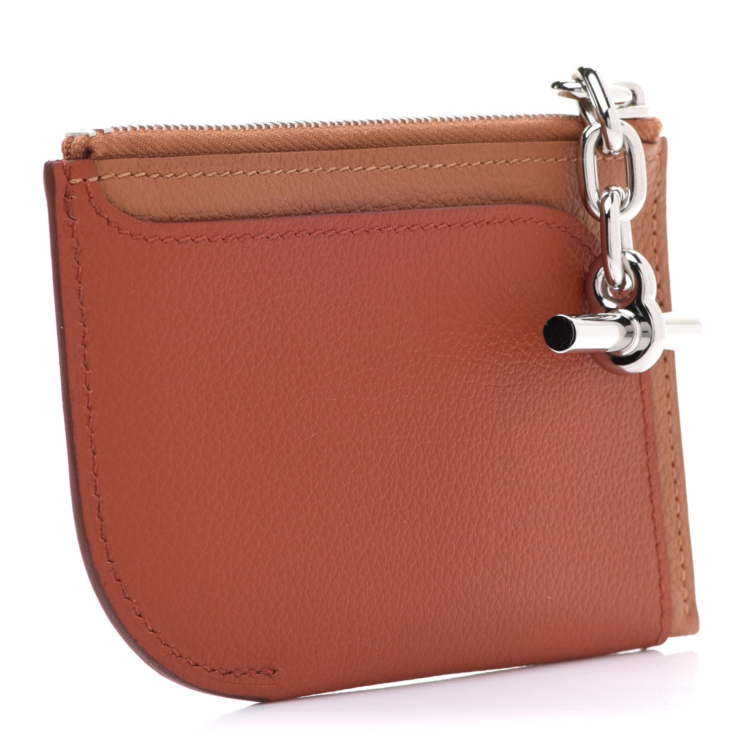 Hermes Evercolor Bi-Color Porte-cartes Strap Card Holder Gold Cuivre 3 of 7
