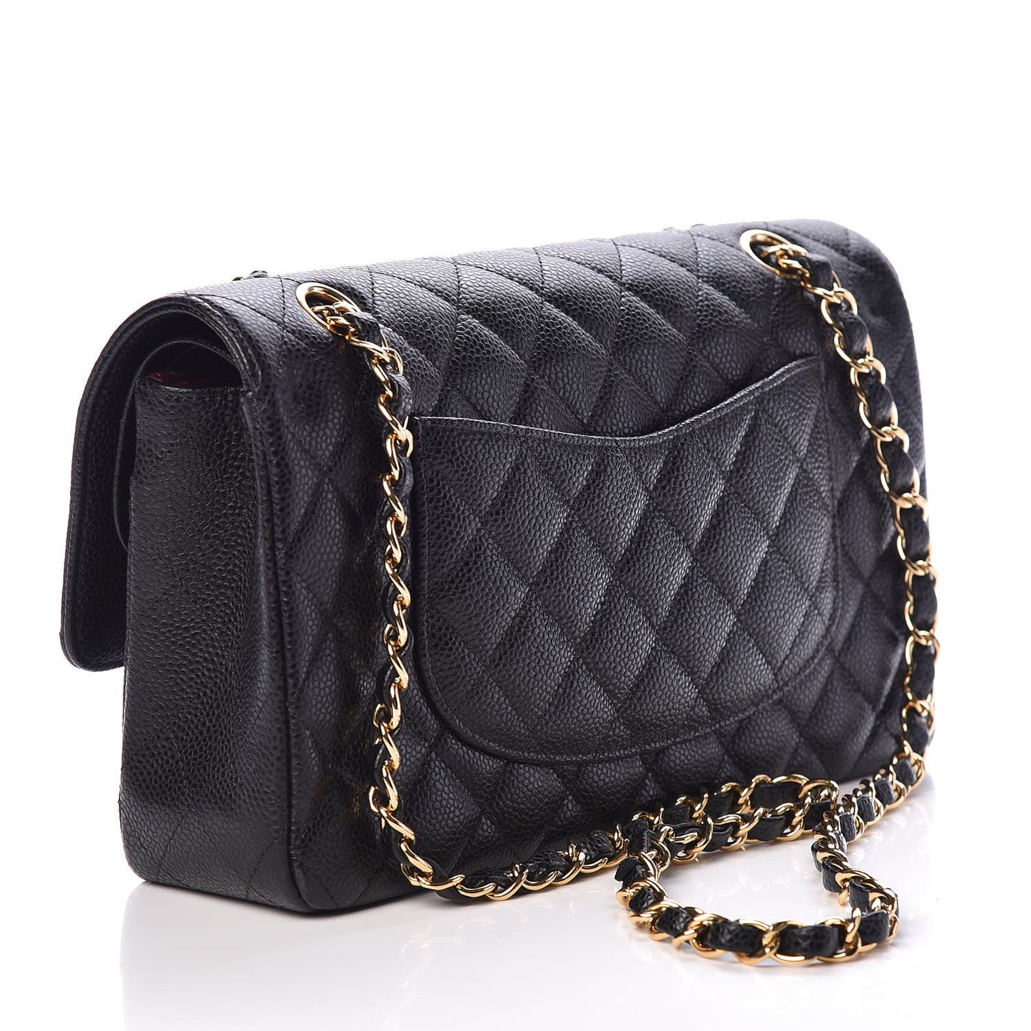 Caviar Quilted Medium Double Flap Black
