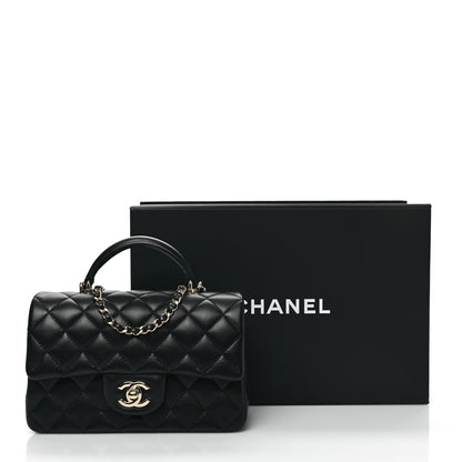 Chanel Lambskin Quilted Mini Top Handle Rectangular Flap Black 13 of 13