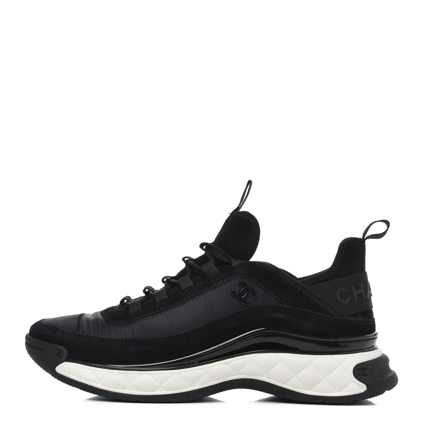 Velvet Calfskin Mixed Fibers CC Sneakers 39.5 Black