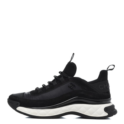 Chanel Velvet Calfskin Mixed Fibers CC Sneakers 39.5 Black 1 of 9