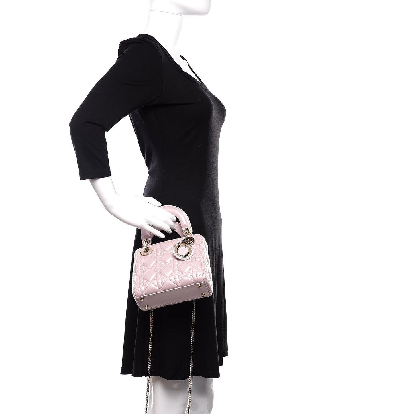 Metallic Lambskin Cannage Mini Lady Dior Lotus