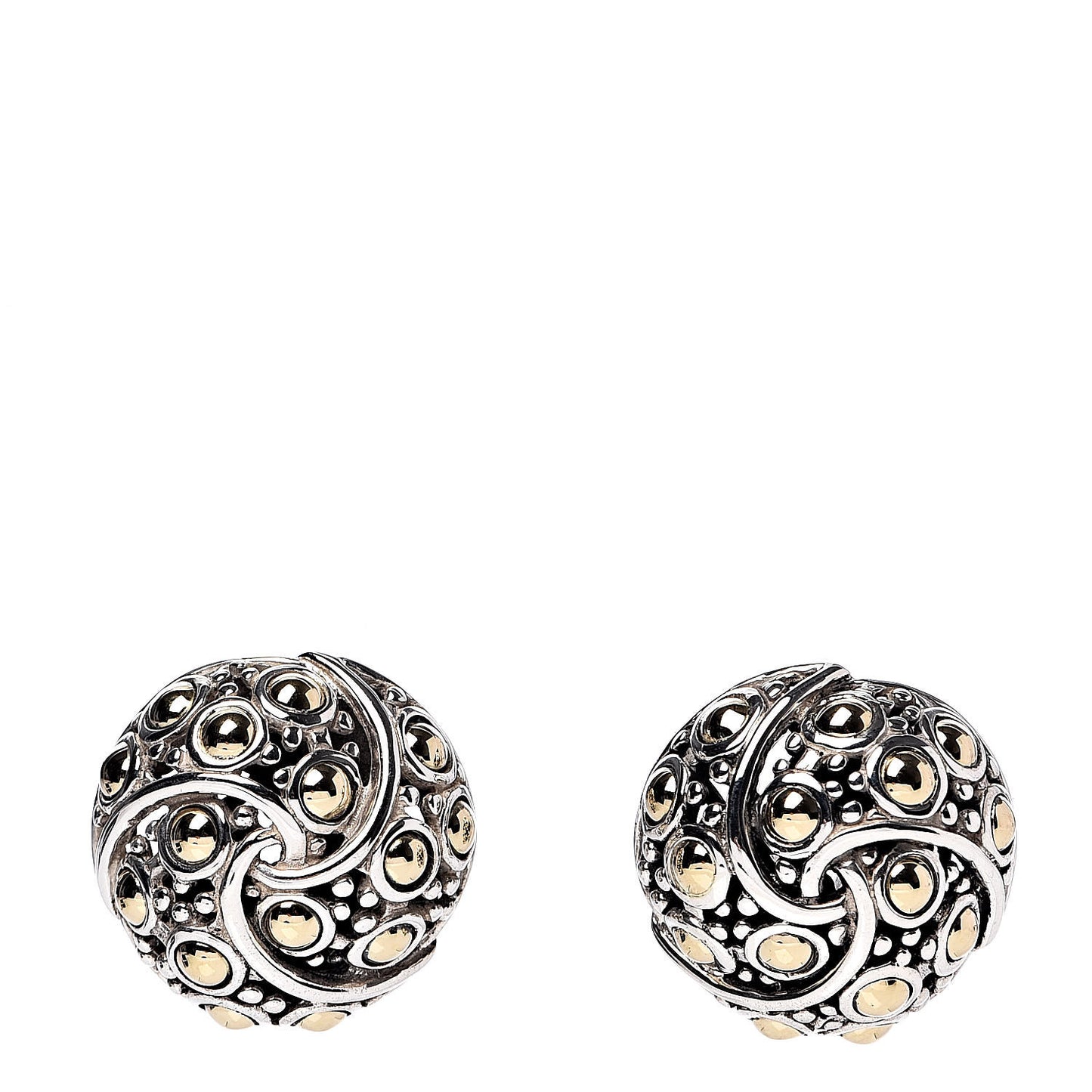 Sterling Silver 18K Yellow Gold Jaisalmer Round Twirl Earrings