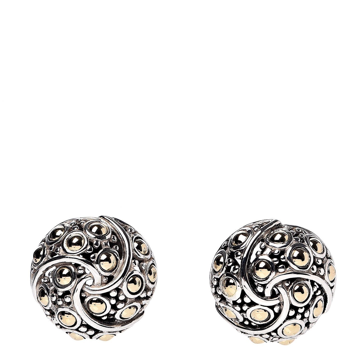 John Hardy Sterling Silver 18K Yellow Gold Jaisalmer Round Twirl Earrings 1 of 4
