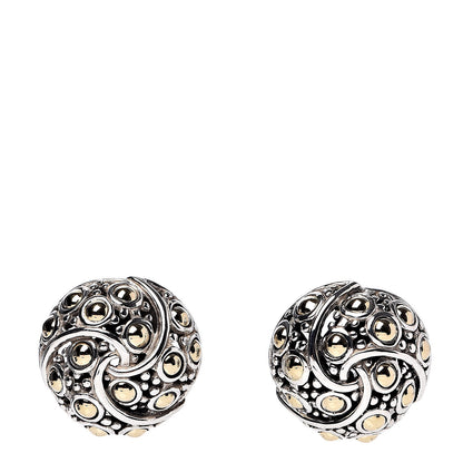 John Hardy Sterling Silver 18K Yellow Gold Jaisalmer Round Twirl Earrings 1 of 4