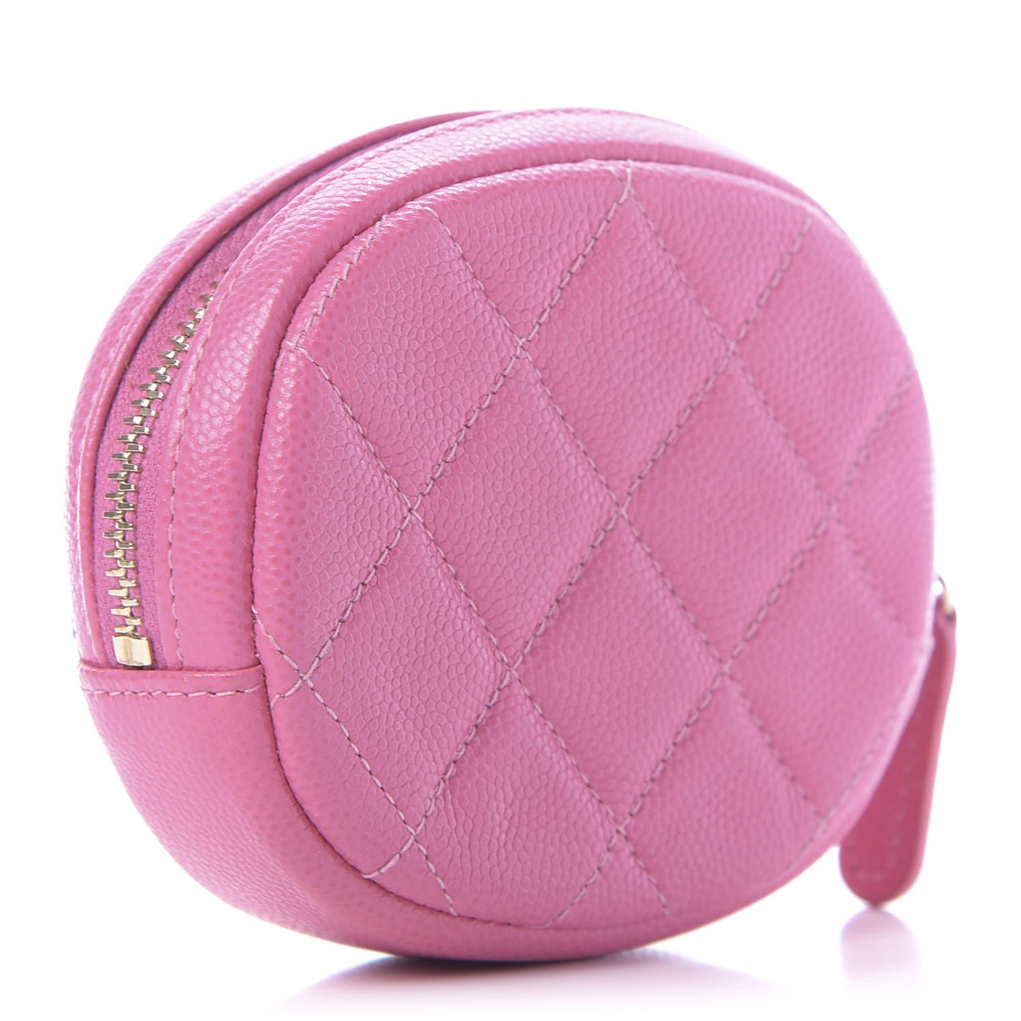 Shiny Caviar Quilted Zip Around Classic Coin Purse Pink