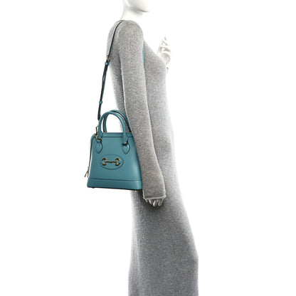 Gucci Boarded Plutone Calfskin Small Horsebit 1955 Top Handle Bag Dusty Azure 2 of 10