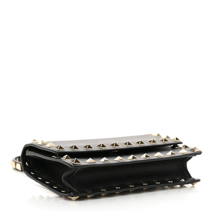 Valentino Garavani Calfskin Rockstud Flap Wallet On Strap Black 4 of 10