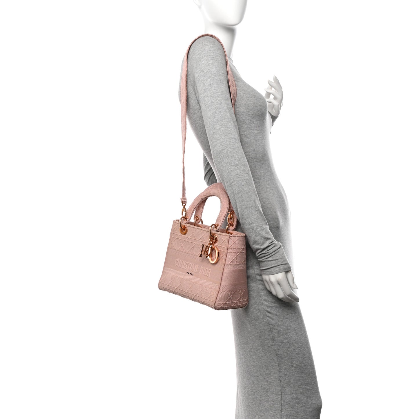 Canvas Embroidered Cannage Medium Lady D-Lite Bois de Rose