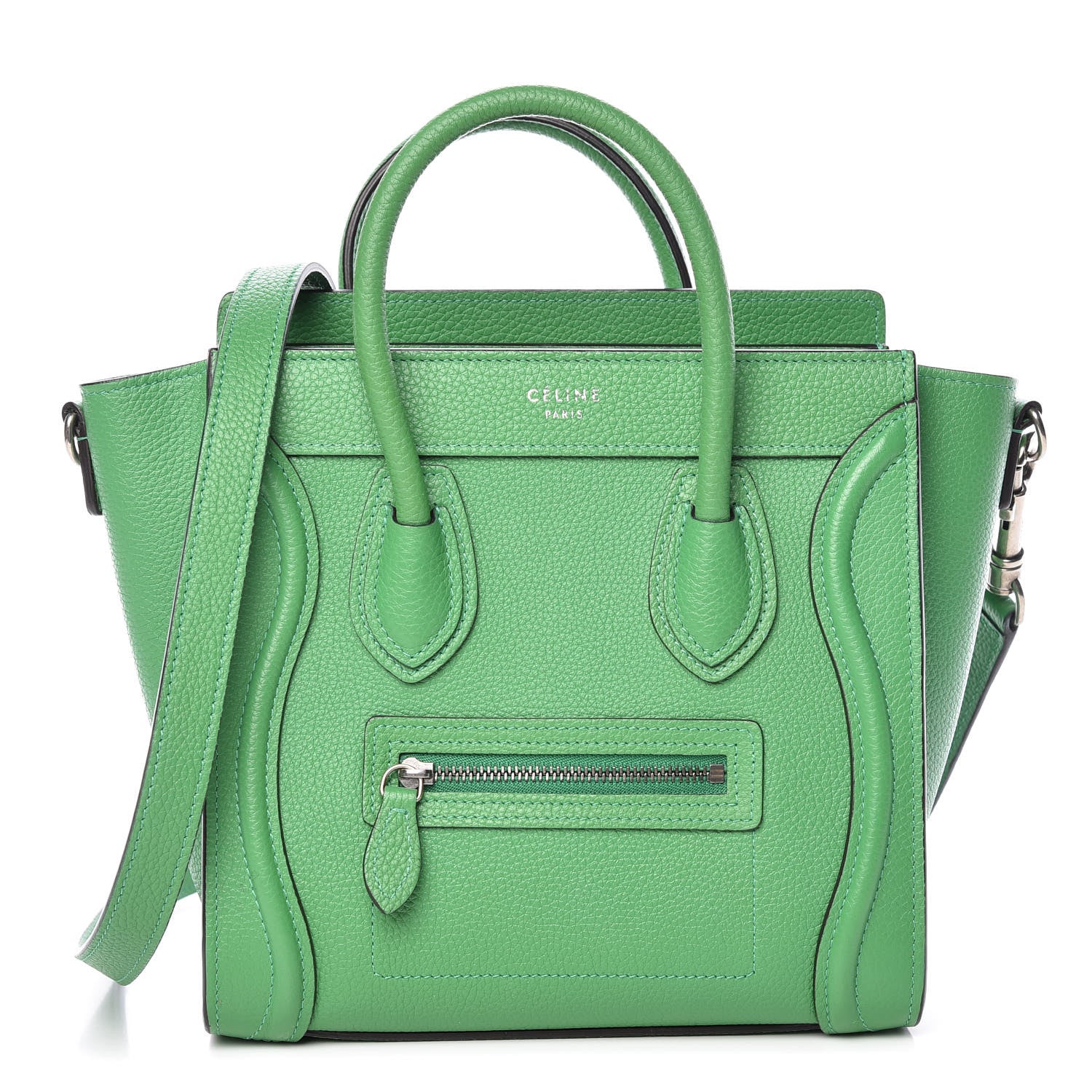 Celine Drummed Calfskin Nano Luggage Mint 1 of 12