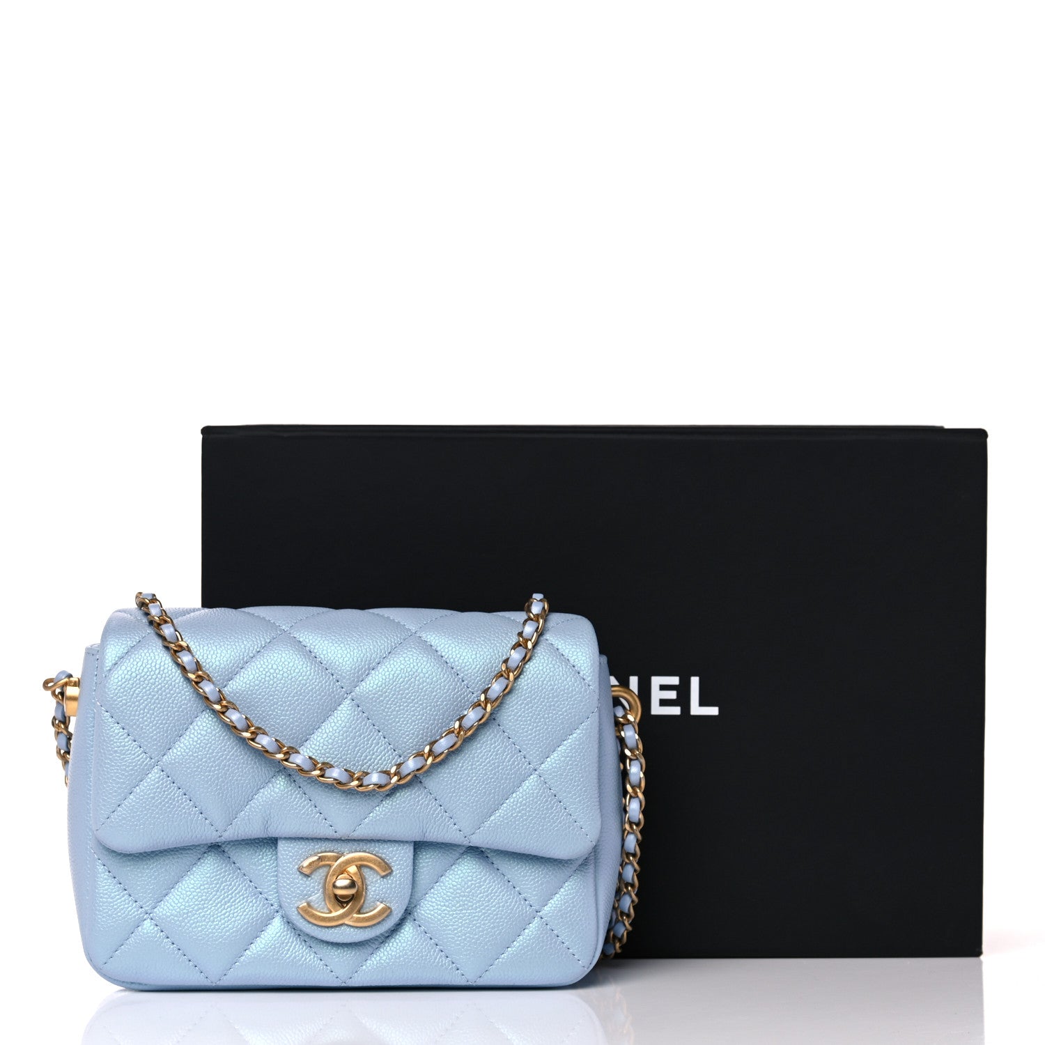 Chanel Iridescent Caviar Quilted Mini My Perfect Flap Light Blue 10 of 10