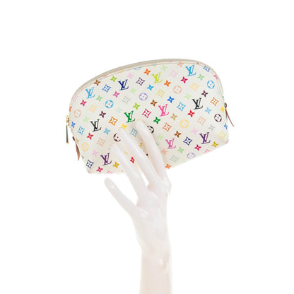 Louis Vuitton Monogram Multicolor Cosmetic Pouch White Litchi 2 of 7