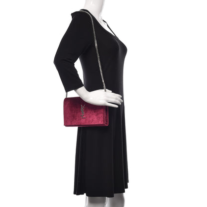 Saint Laurent Textured Velour Monogram Chain Wallet Rose Wine 2 of 11