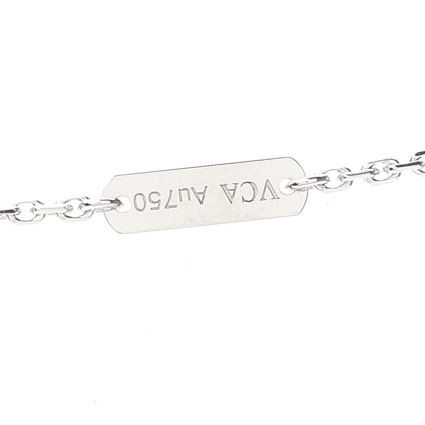 18K White Gold Mother of Pearl Vintage Alhambra Pendant Necklace