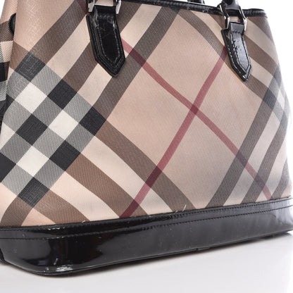 Burberry Patent Supernova Check Tote Black 21 of 30