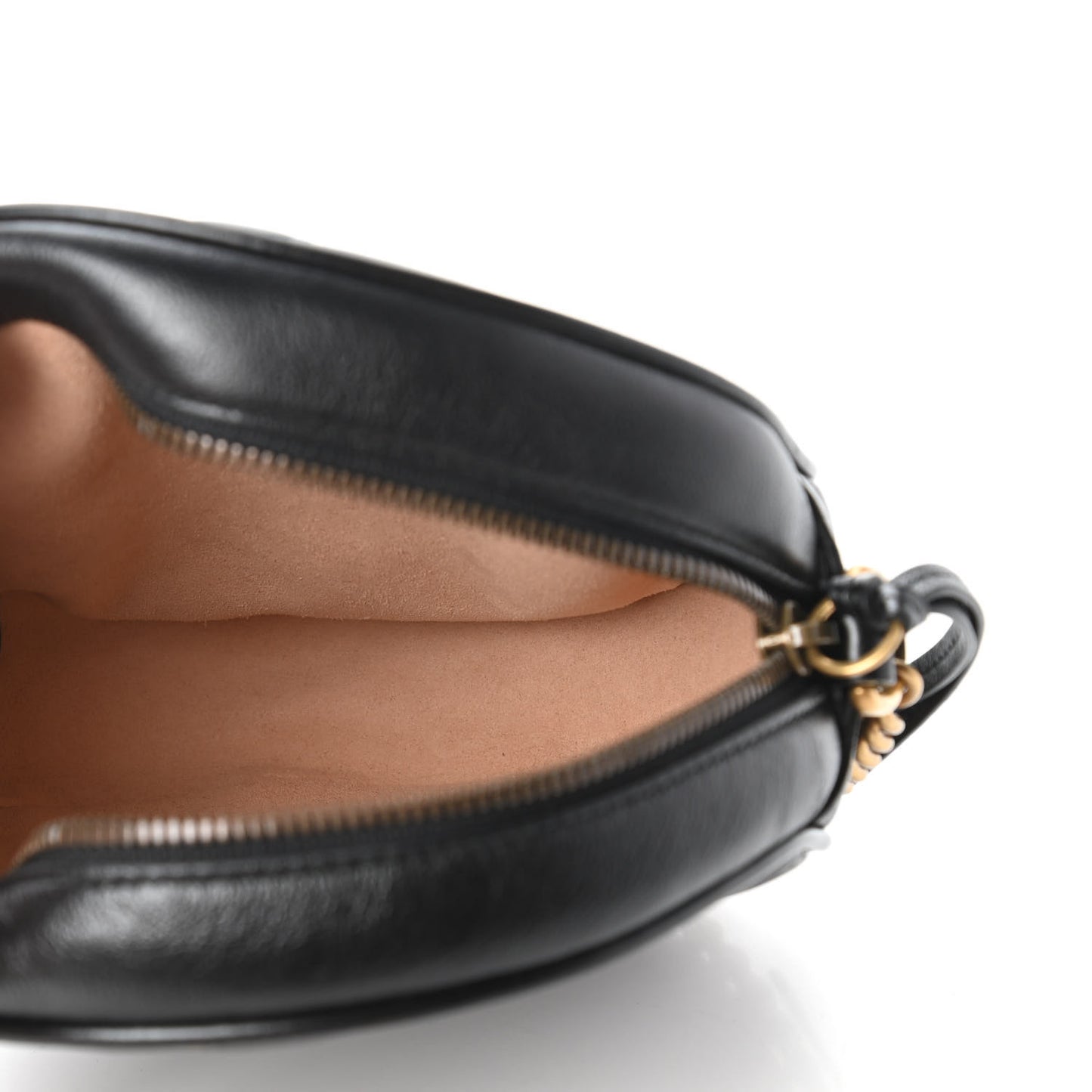 Azalea Calfskin Matelasse Heart Mini GG Marmont Round Shoulder Bag Black