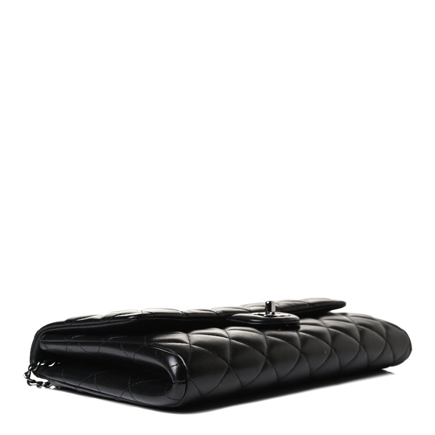 Chanel Lambskin Quilted Clutch With Chain Flap Black 4 of 13
