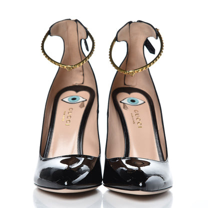 Gucci Vernice Crystal Ankle Strap Pumps 39 Black 2 of 9
