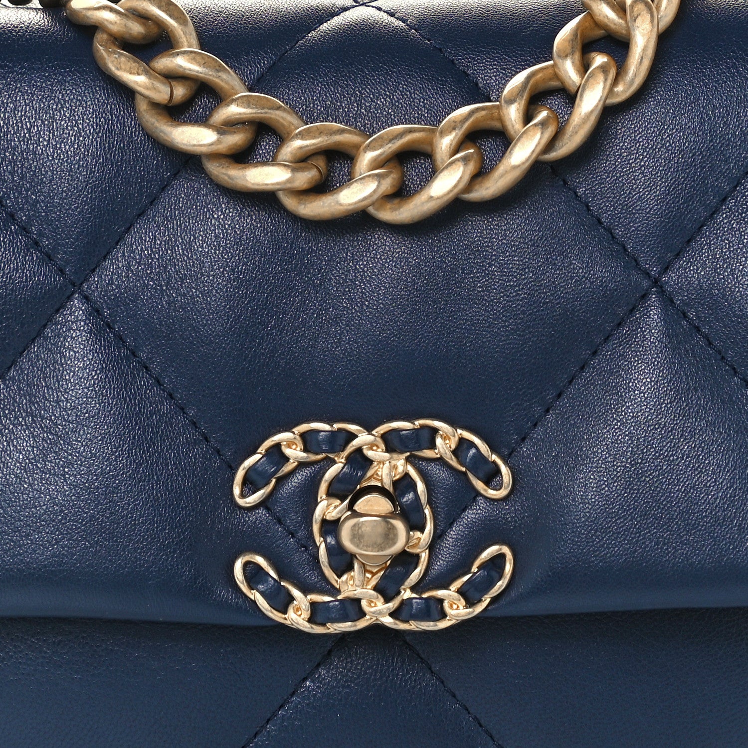 Chanel Lambskin Quilted Medium Chanel 19 Flap Navy Blue 8 of 11