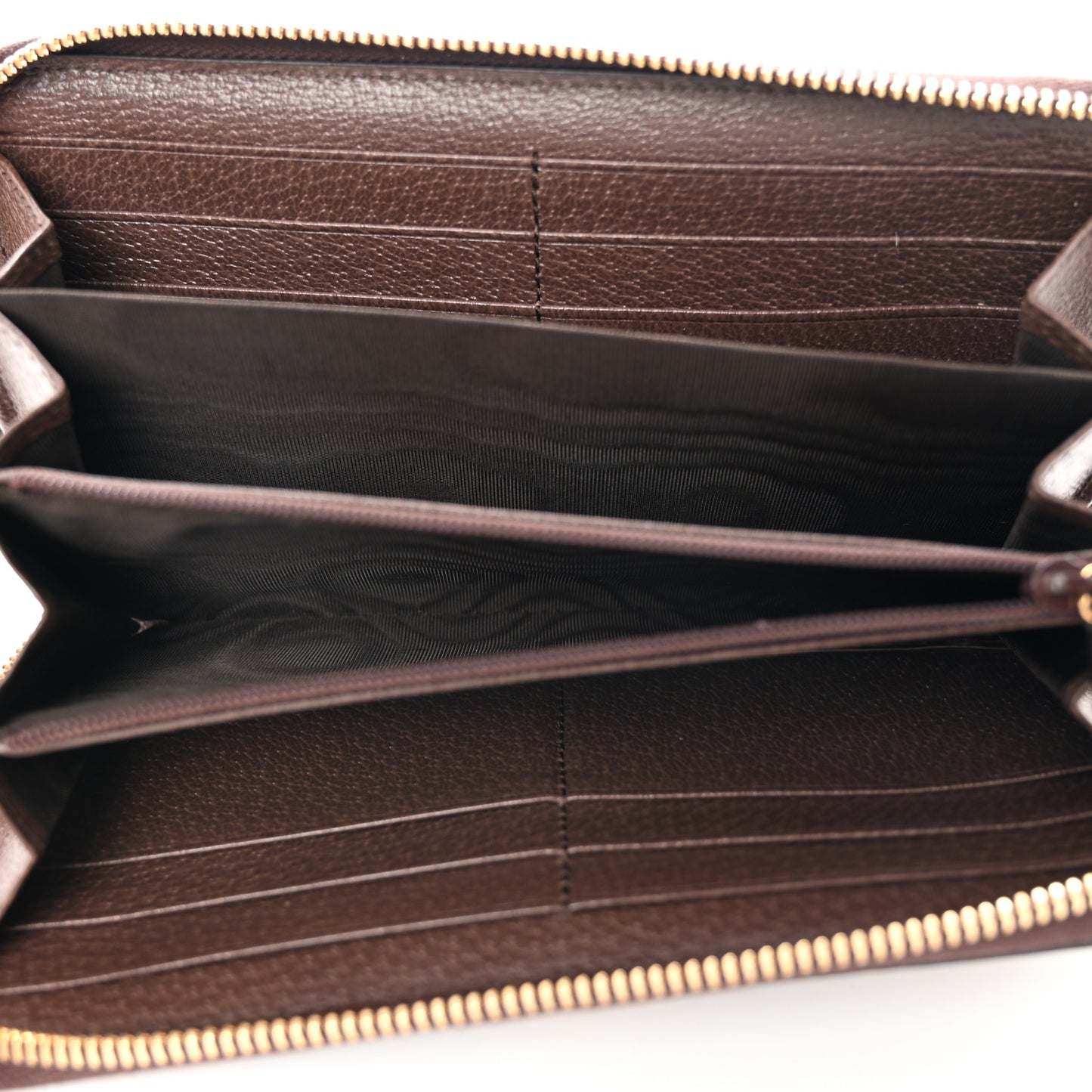 GG Supreme Monogram Web Ophidia Zip Around Wallet Brown