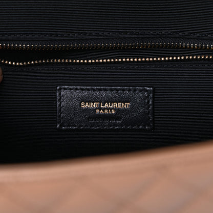 Saint Laurent Grain De Poudre Textured Mixed Matelasse Triquilt Large Monogram Satchel Natural Tan 6 of 9