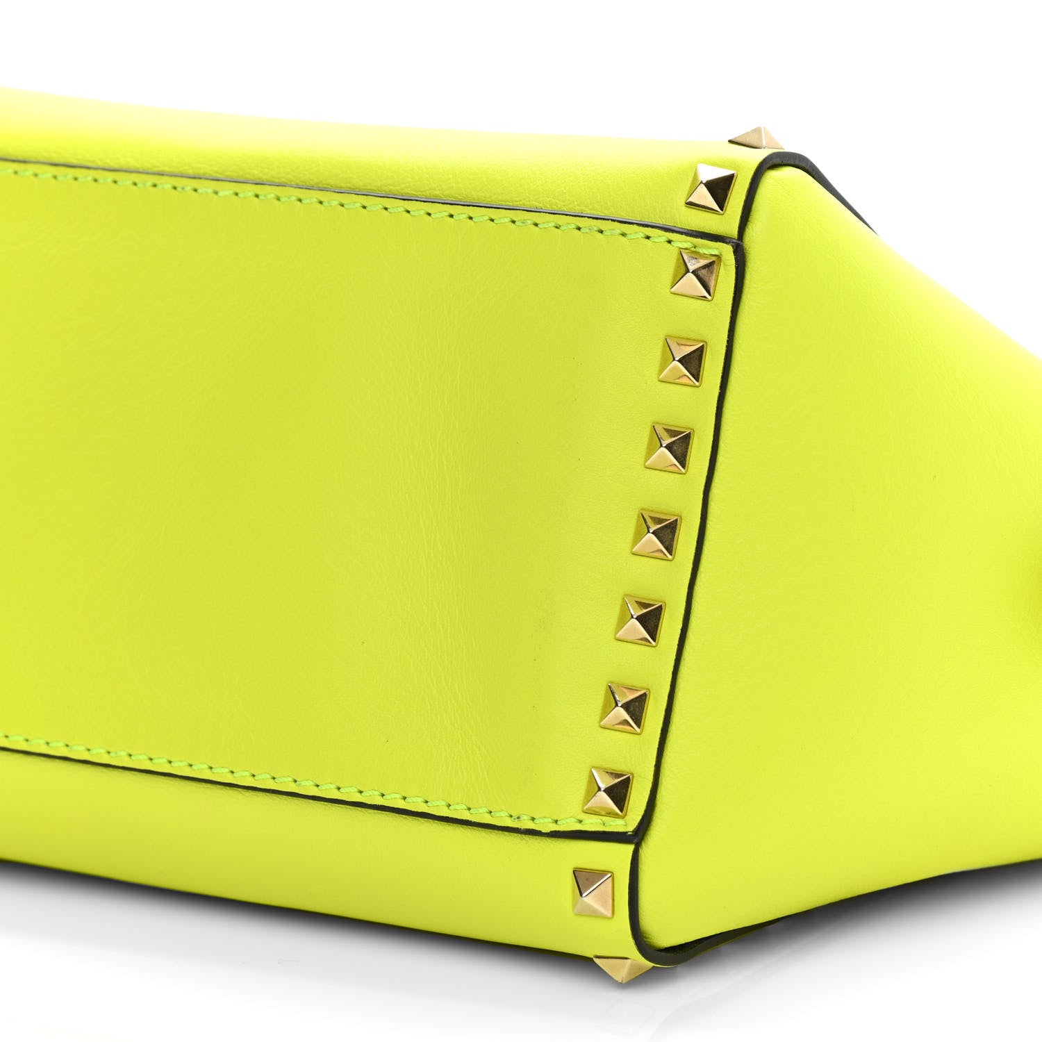 Valentino Garavani Vitello Small Rockstud Double Handle Tote Yellow Fluo 9 of 9