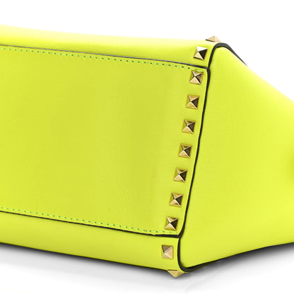 Valentino Garavani Vitello Small Rockstud Double Handle Tote Yellow Fluo 9 of 9