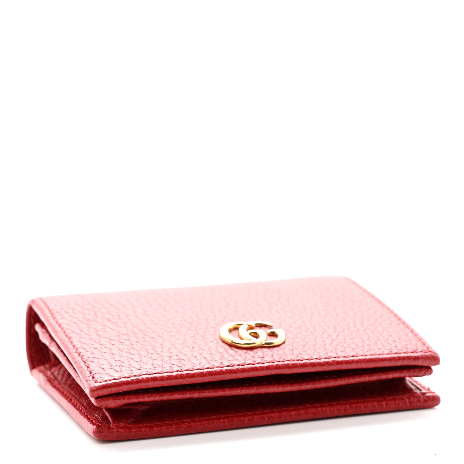 Gucci Pebbled Calfskin GG Marmont Card Case Hibiscus Red 4 of 15