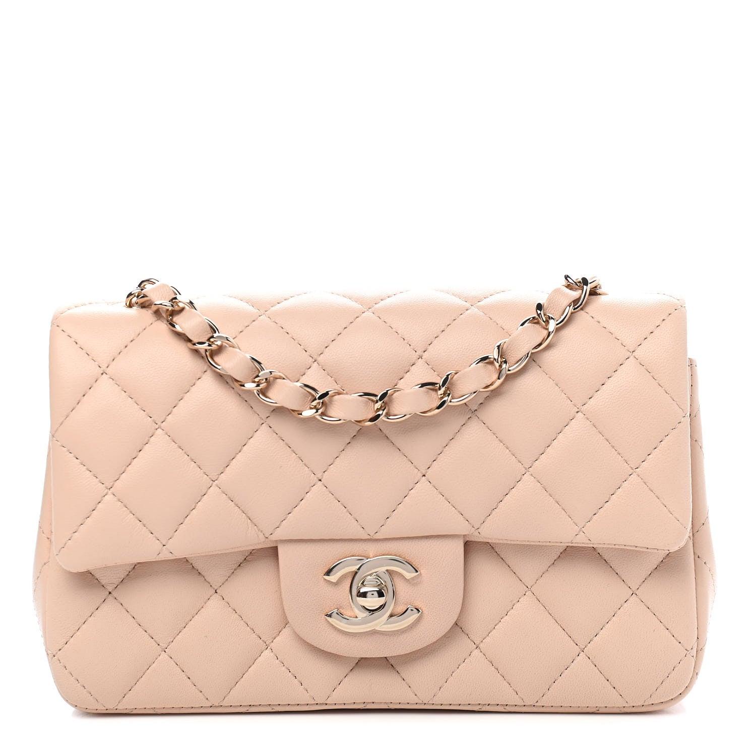 Chanel Lambskin Quilted Mini Rectangular Flap Beige 1 of 8