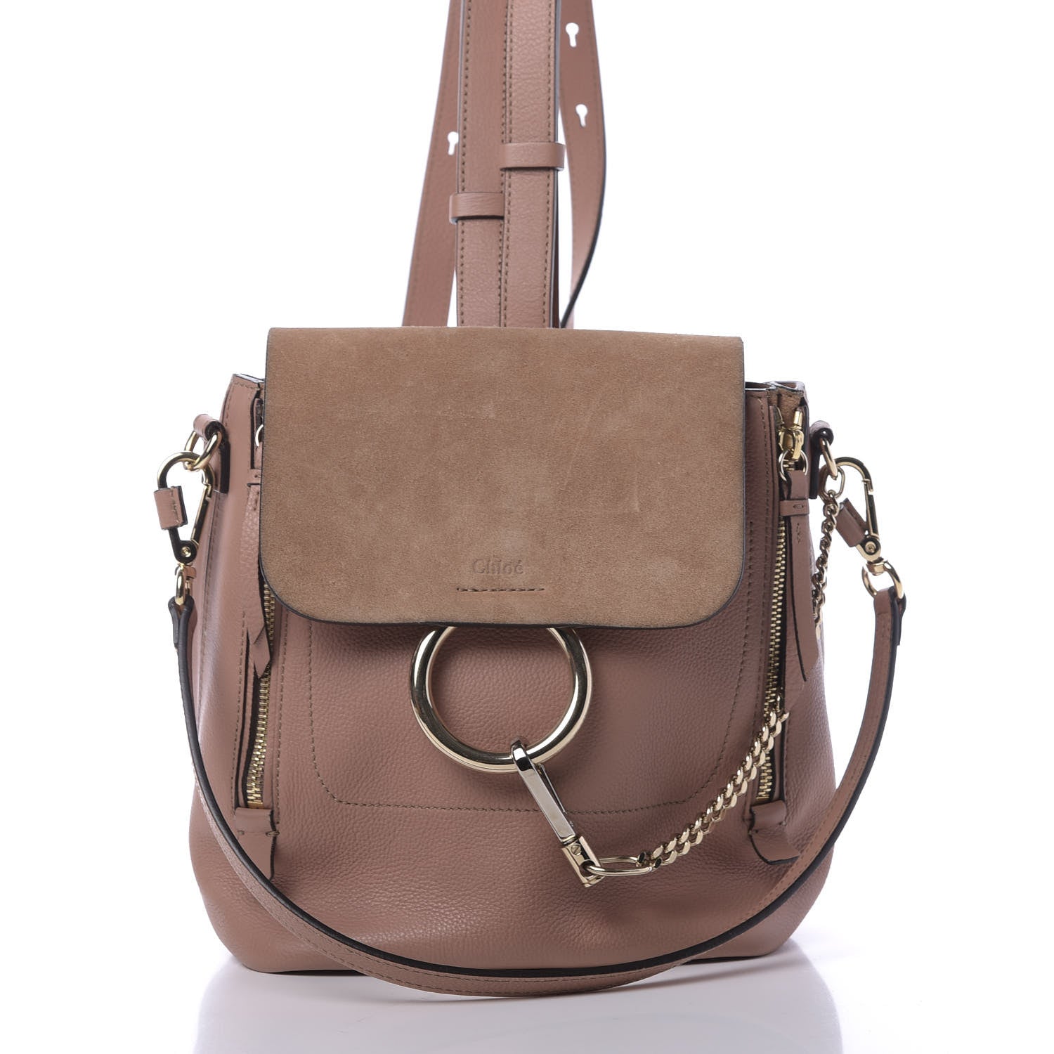 Chloe Suede Calfskin Small Faye Backpack Nougat 14 of 14
