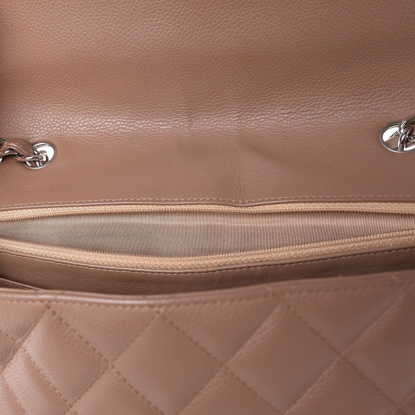 Caviar Quilted Jumbo Single Flap Dark Beige