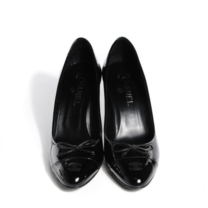 Chanel Patent Cap Toe Pumps 38.5 Black 2 of 5