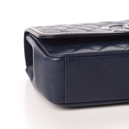 Chanel Caviar Quilted Medium CC Filigree Flap Navy Black 8 of 11