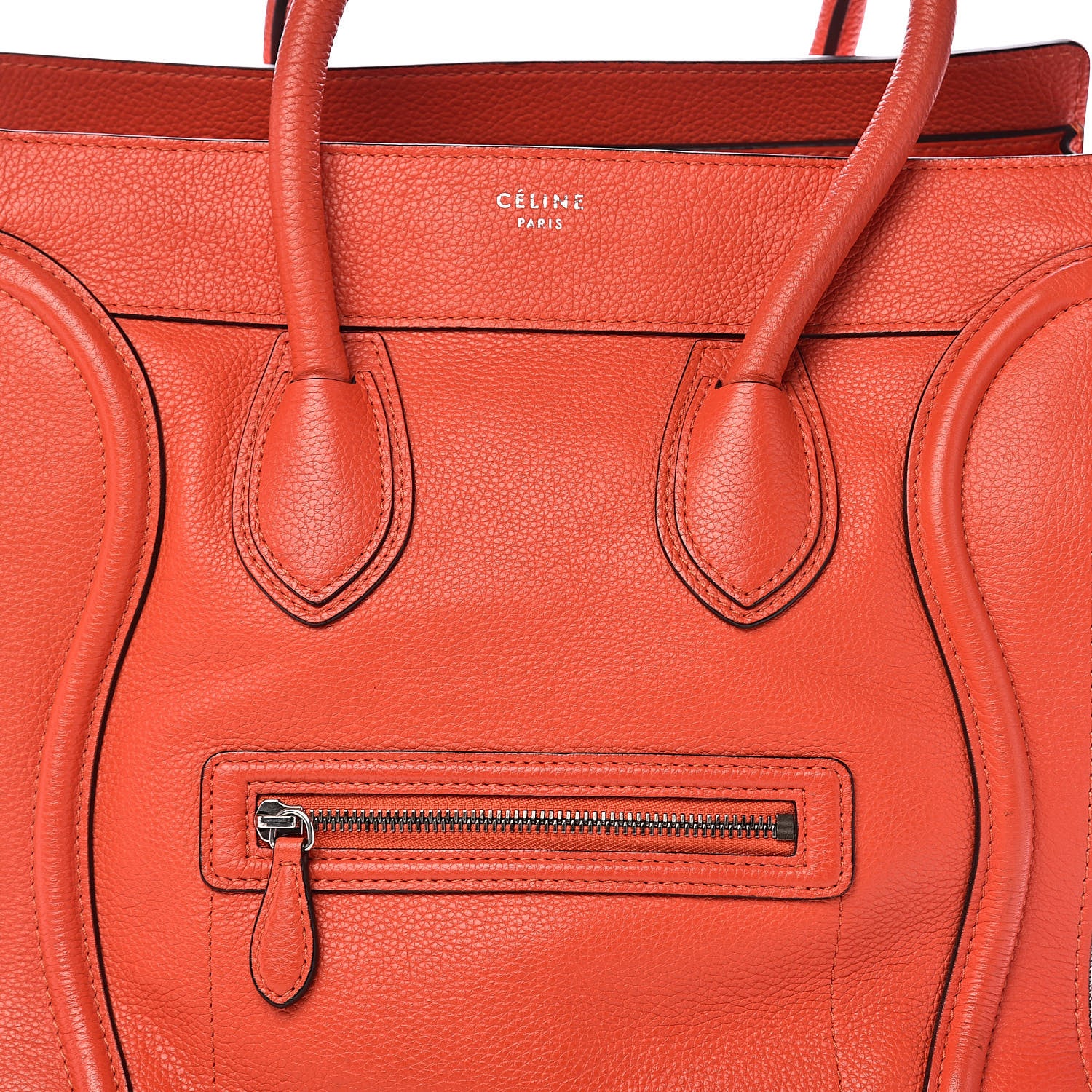 Celine Drummed Calfskin Mini Luggage Coquelicot 14 of 14