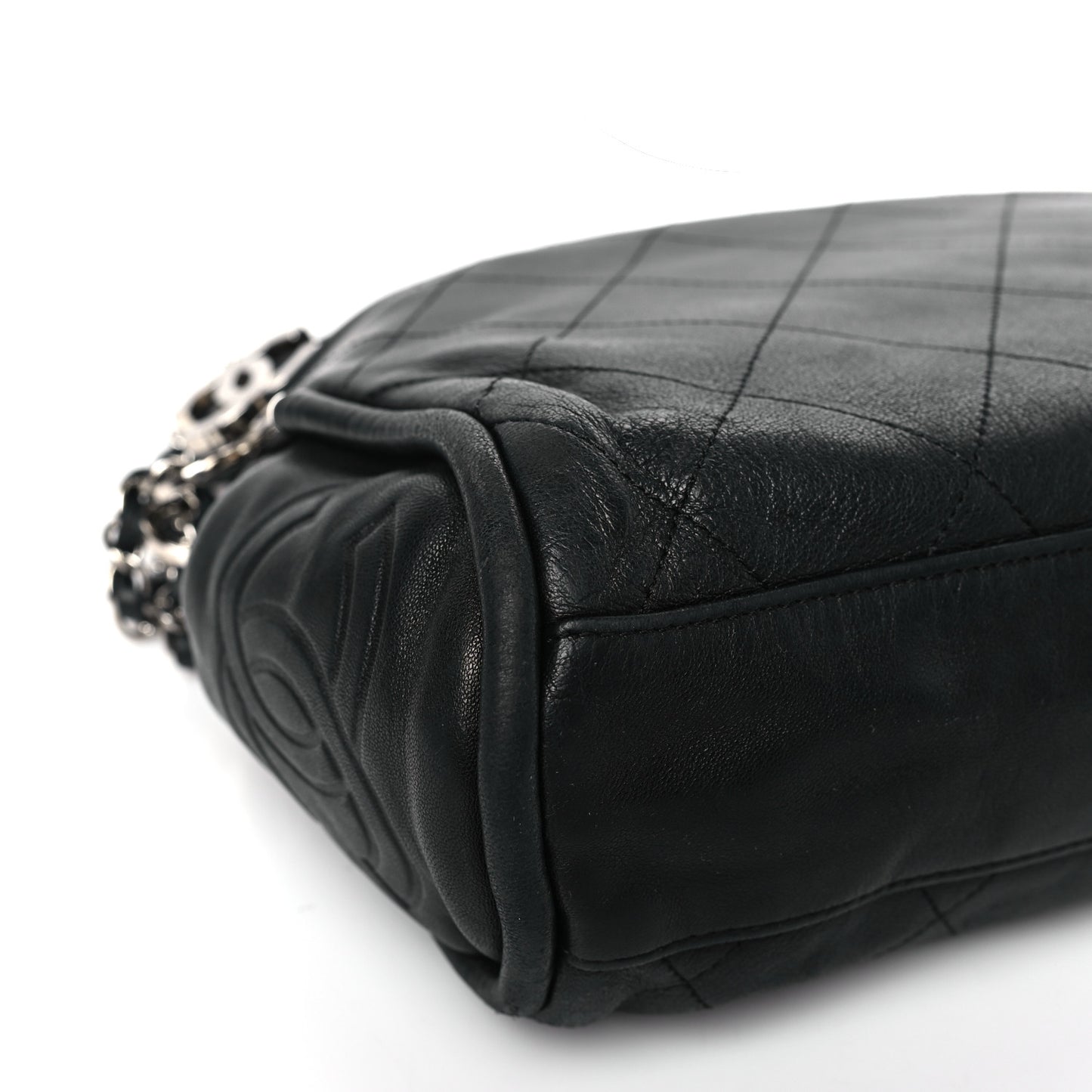 Lambskin Stitched Medium Ultimate Soft Tote Black
