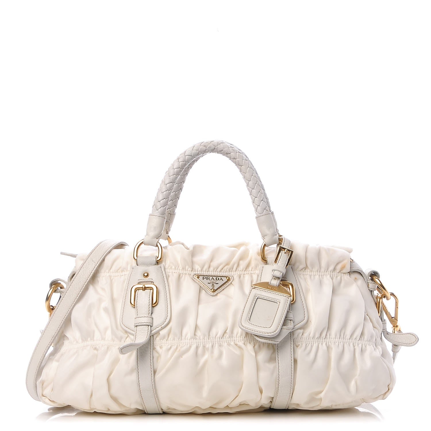 Prada Tessuto Nylon Gaufre Shopping Satchel White 1 of 16