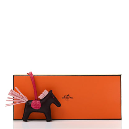 Hermes Milo Lambskin Matte Alligator Touch Grigri Rodeo Horse Bag Charm PM Rouge Sellier Framboise Rose Sakura 5 of 5