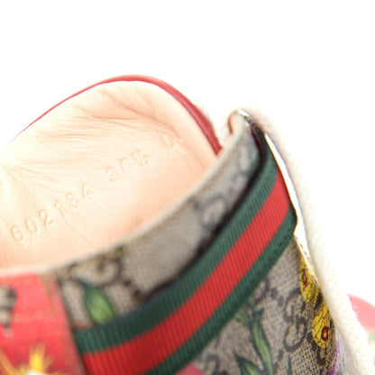 Gucci GG Supreme Monogram Flora Lace Up Combat Ankle Boots 36.5 Beige Multicolor Red 10 of 11