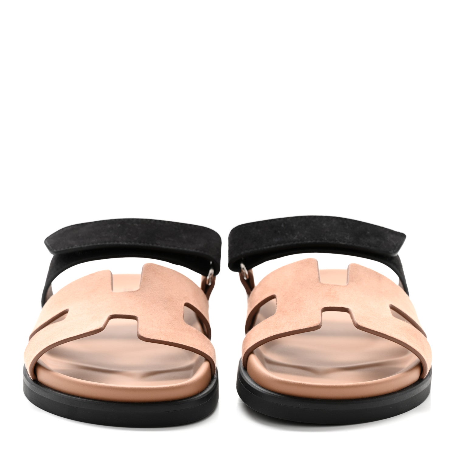 Hermes Suede Goatskin Womens Chypre Sandals 36 Rose Perle Black 2 of 10
