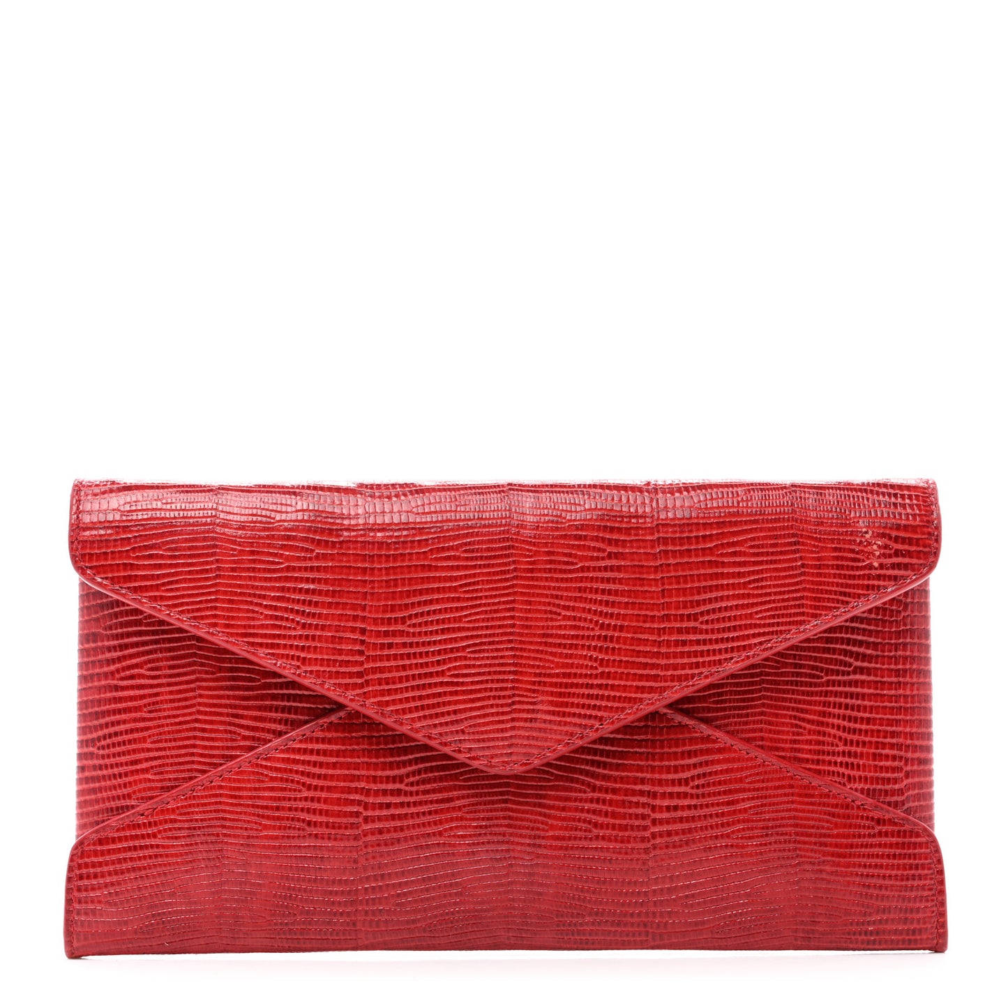 Calfskin Lizard Embossed Paloma Monogram Clutch Red