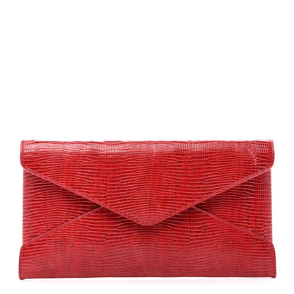 Saint Laurent Calfskin Lizard Embossed Paloma Monogram Clutch Red 1 of 7