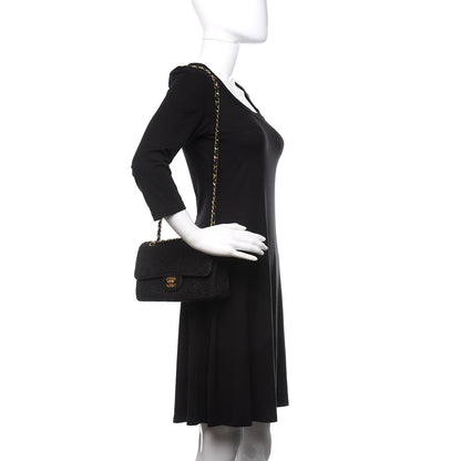 Chanel Canvas Camellia Embroidered Medium Double Flap Black 2 of 13