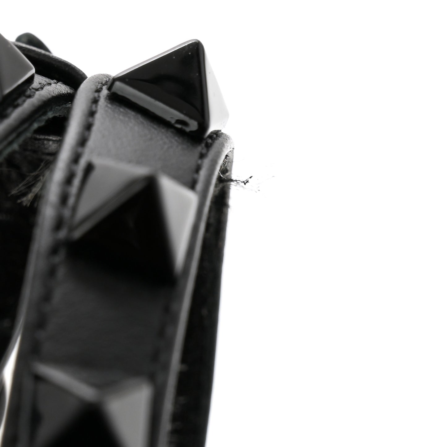 Calfskin Lacquered Monochrome Rockstud Ankle Strap 100mm Pumps 37 Black