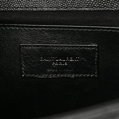 Saint Laurent Grain De Poudre Textured Mixed Matelasse Triquilt Medium Monogram Monochrome Satchel Black 5 of 9